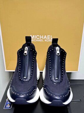 Brand New Michael Kors Zuma Studded Mixed-Media Trainer